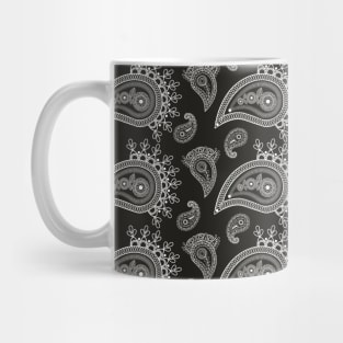 Paisley Neck Gator Bandana Look Paisley Black and White Mug